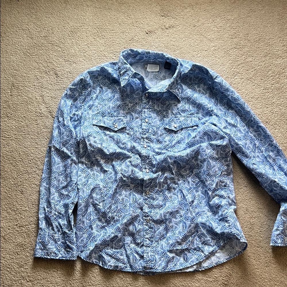 Wrangler Light Blue Pearl Snap Shirt